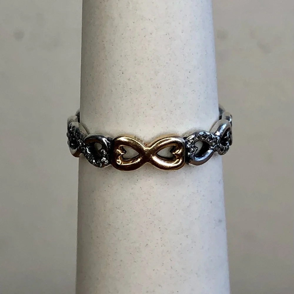 S⭕️LD‼️Pandora Infinite Love Ring Two Tone Size 7/54 - Picture 4 of 10